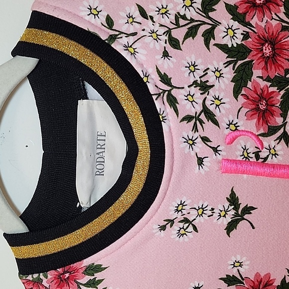 Rodarte printed mini sweatshirt dress embroidered and glitter accents SZ Meduim - Picture 11 of 16